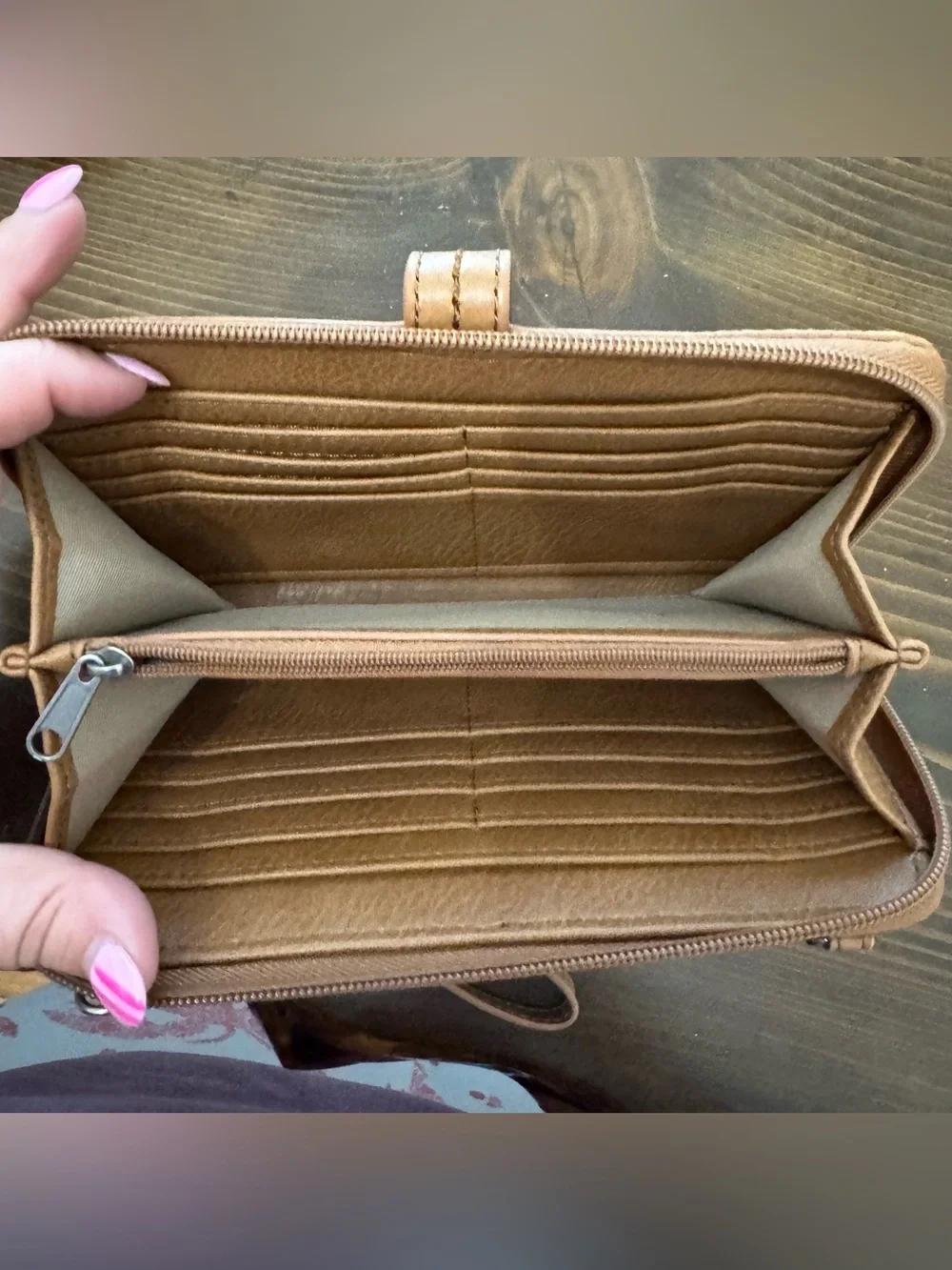 The Sak Crossbody Wristlet Wallet Bag Iris Brown Tooled Leather NO STRAP
